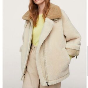 Mango Oversized Faux Shearling Fur Jacket